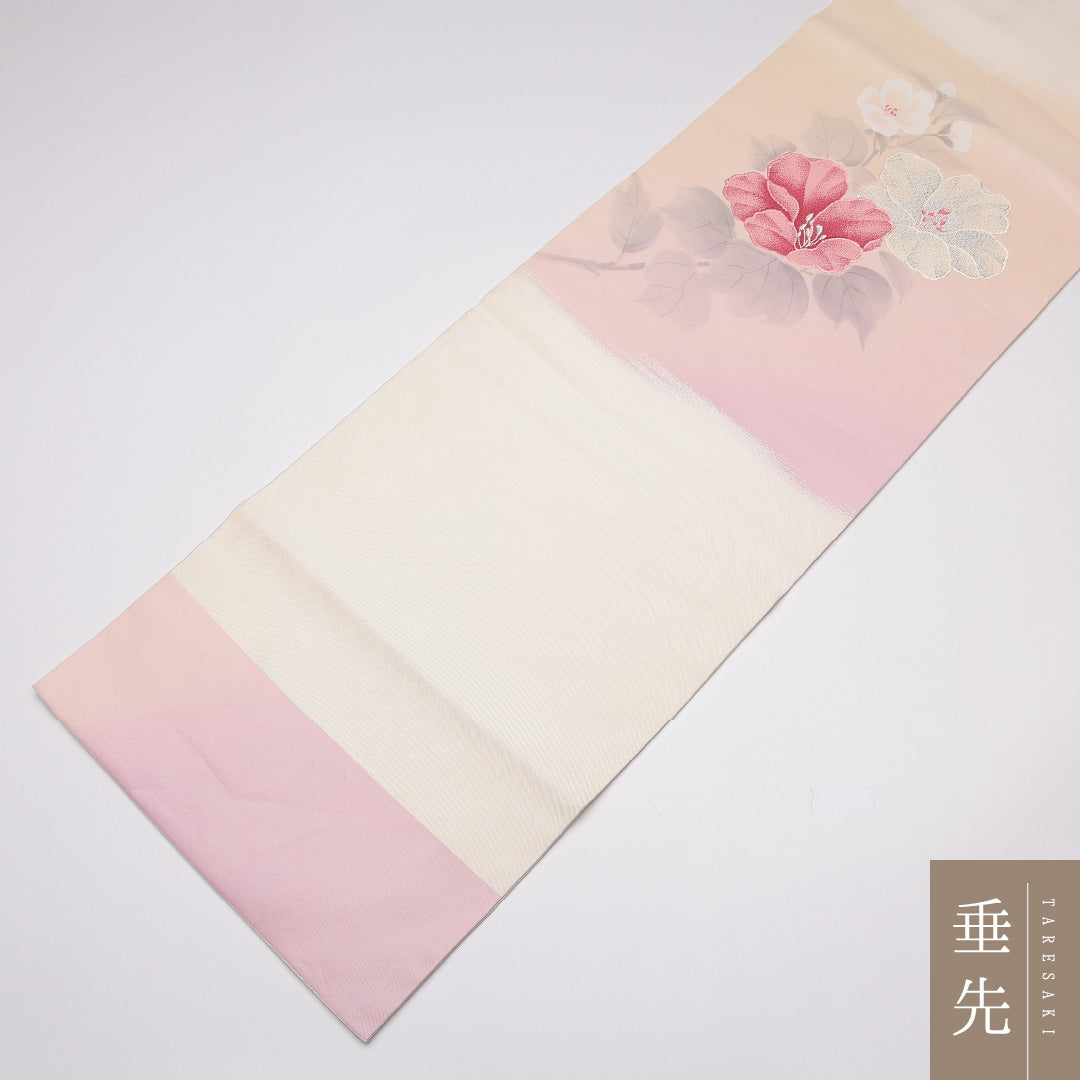 九寸名古屋帯 Aランク 帯丈370cm 正絹 ポイント柄 名古屋仕立て 織り インフォーマル 牡丹 ピンク系 LP 1245-01649