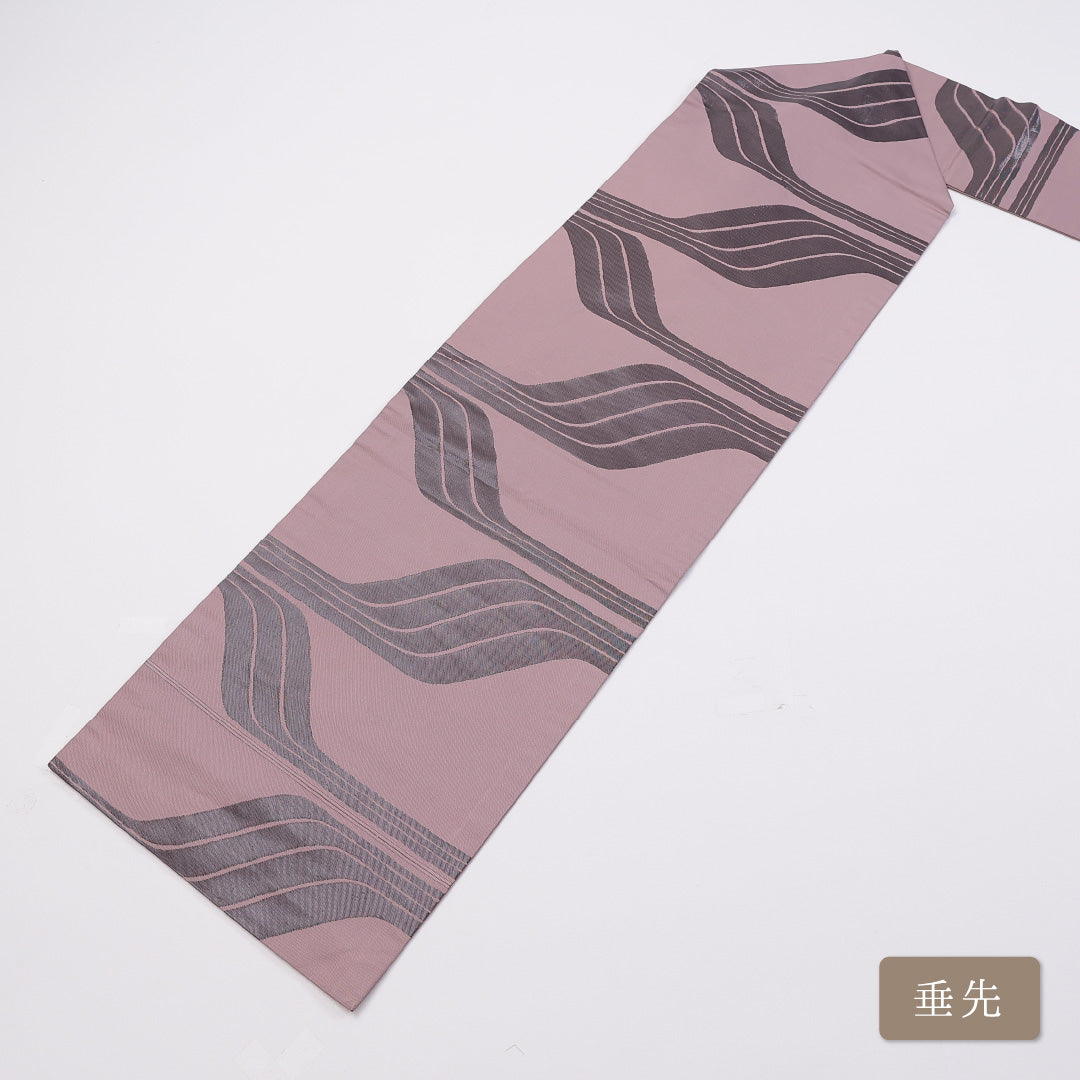 名古屋帯 帯丈360cm 六通 名古屋仕立て Bランク カジュアル モダン ポリエステル 紫系 1224-00905