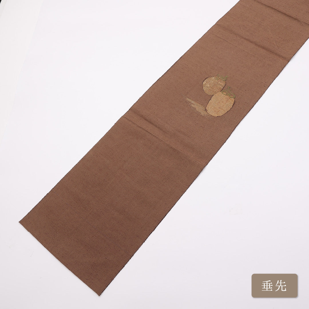 名古屋帯 帯丈350cm ポイント柄 松葉仕立て Aランク カジュアル 茶心壺 綴れ織 正絹 茶系 1224-01013