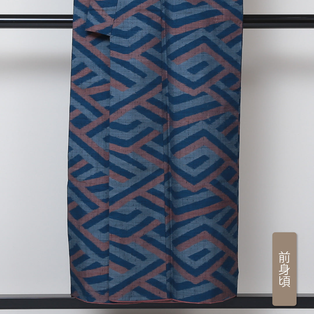 アンティーク 紬 袷 身丈150cm 裄63cm 正絹 グラデーション系 Aランク 真綿紬 1216-00571-3299 1216-00571