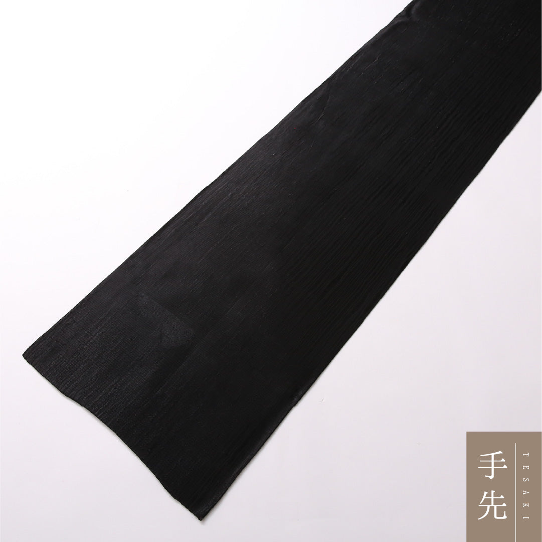 九寸名古屋帯 Dランク 帯丈368cm 正絹 全通 開き仕立て 織り 弔事用 菊 黒系 RP 1245-02831