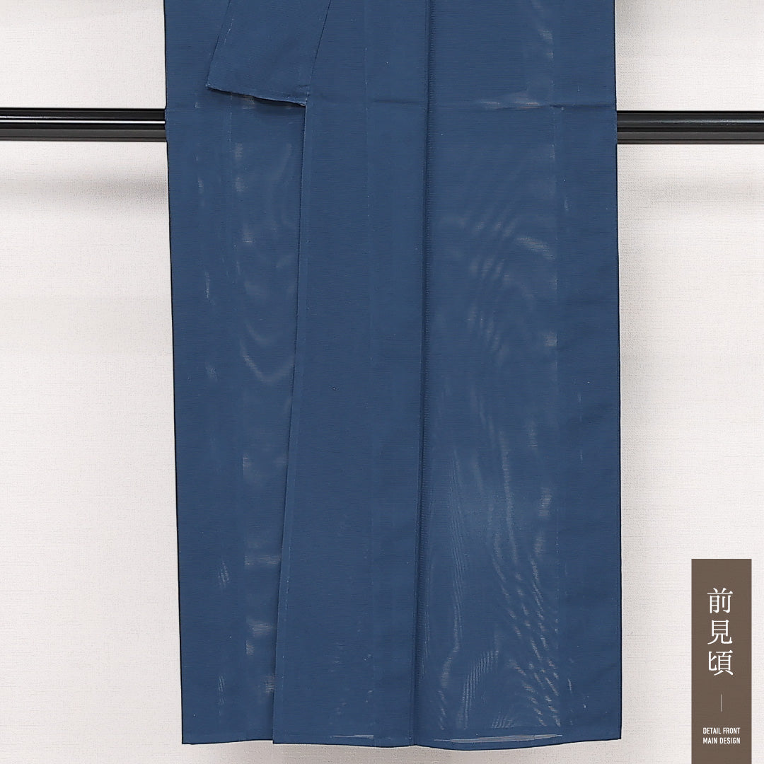 夏物 色無地 絽 身丈145cm 裄丈61cm 正絹 Bランク インフォーマル 広衿 XSサイズ 無地 紺系 RP 1219-13397
