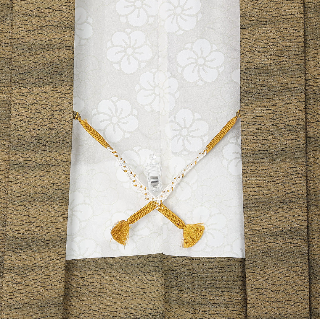 羽織 袷 身丈79cm 裄丈65cm 正絹 Sランク カジュアル Mサイズ 紐あり 芝草 茶系 RP 1232-12526