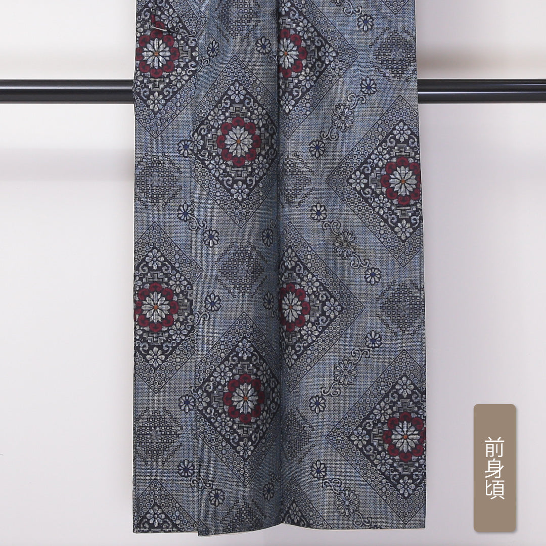 大島紬 袷 身丈145cm 裄62.5cm 正絹 龍郷 グレー系 Dランク 1216-00861