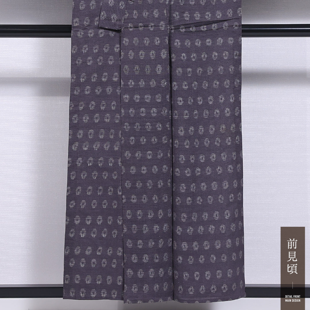 夏物 紬 絽 身丈155cm 裄丈61cm 正絹 Aランク カジュアル バチ衿 Mサイズ 創作柄 グレー系 RP 1223-11731