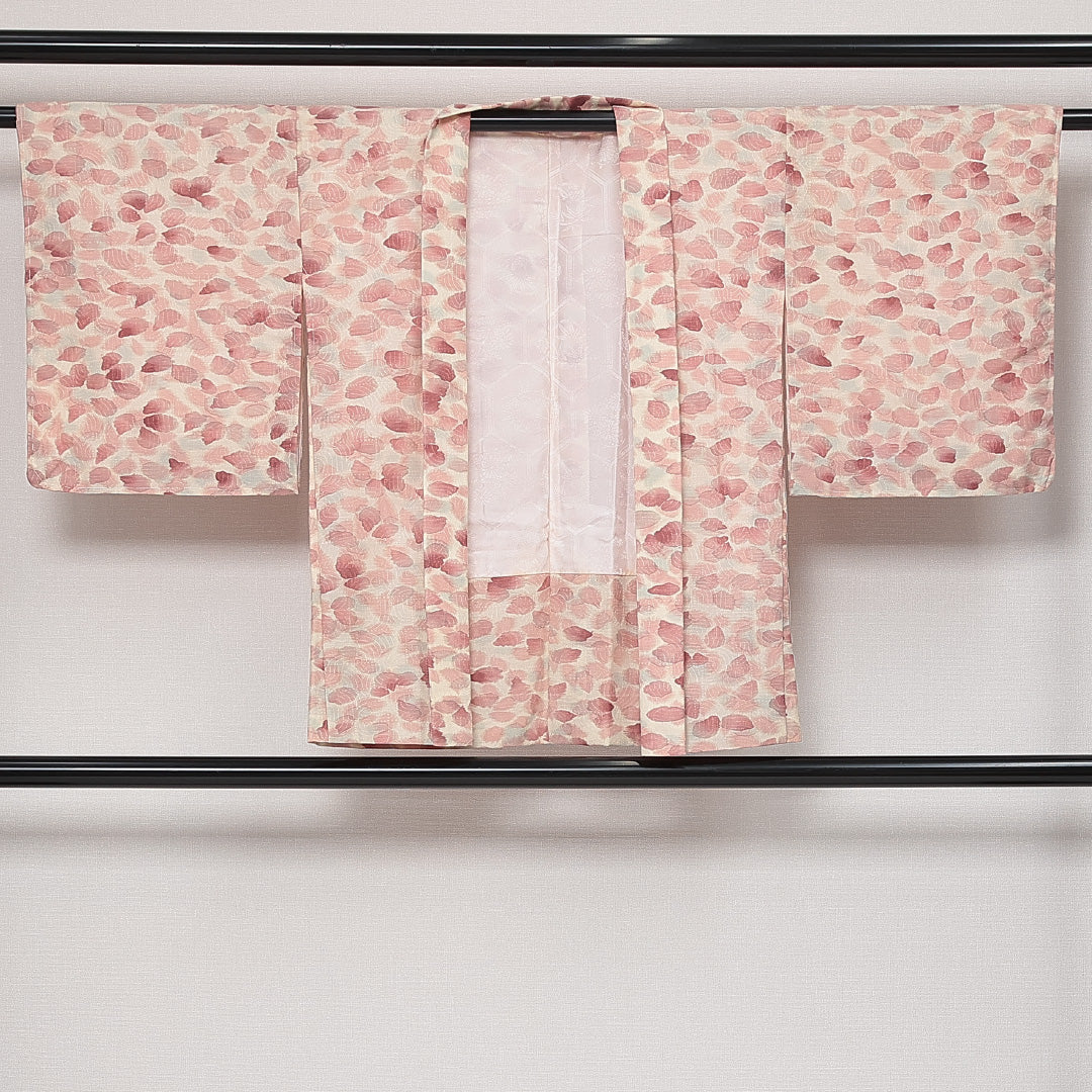 羽織 袷 身丈76cm 裄丈62cm 正絹 Dランク カジュアル Sサイズ 桜 ピンク系 HP 1232-13848