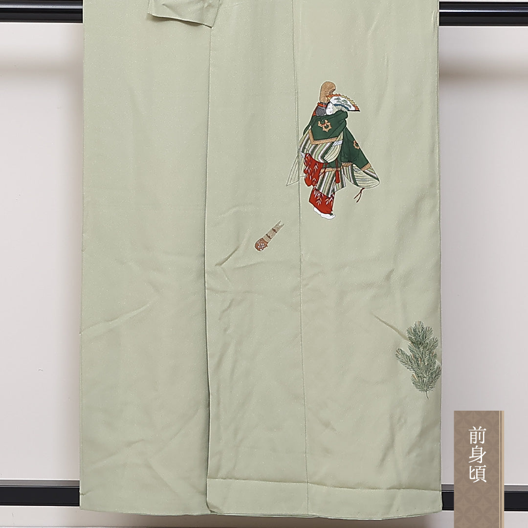 付下げ 袷 身丈155cm 裄64.5cm 正絹 能 人物 Cランク 1212-00740