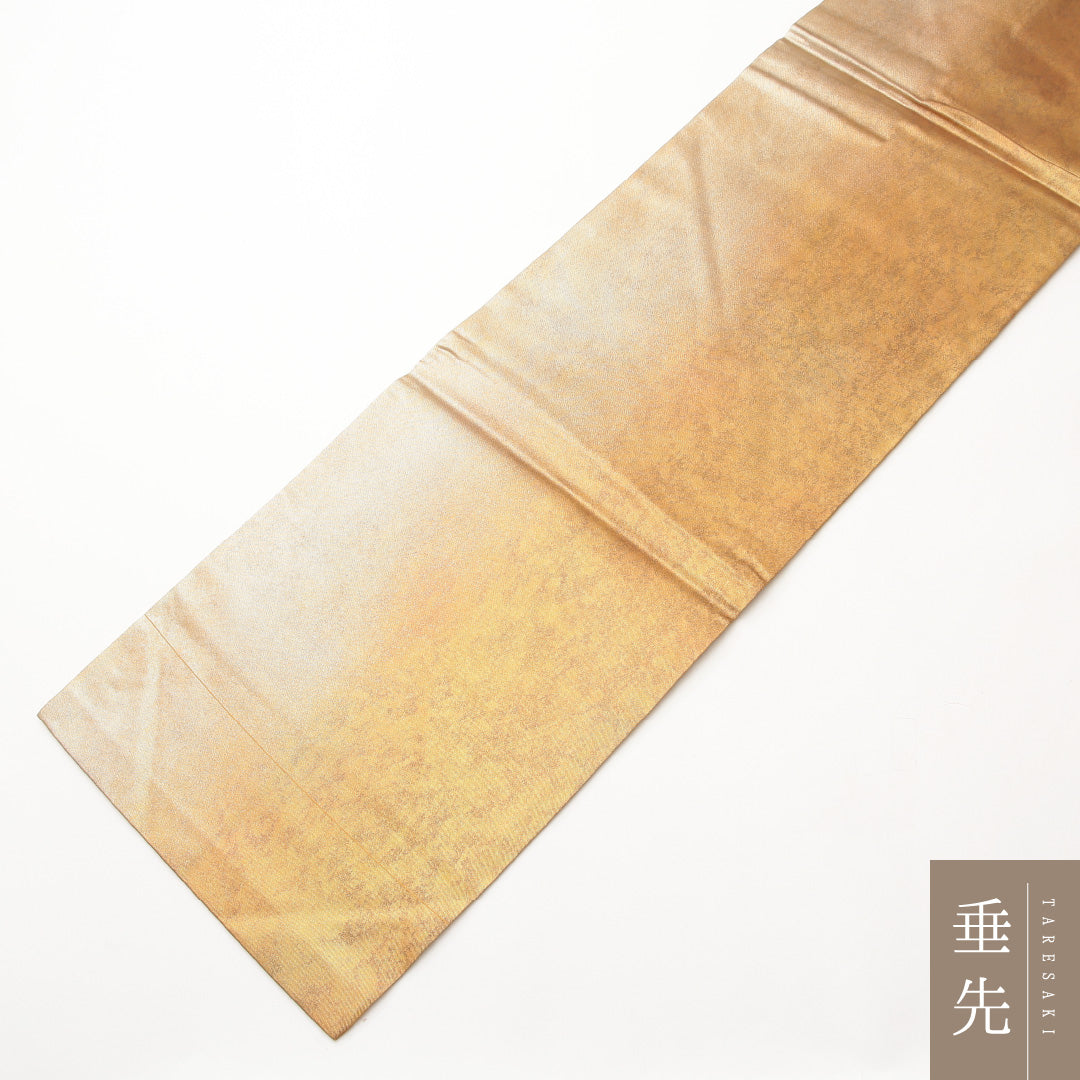 九寸名古屋帯 Sランク 帯丈362cm 正絹 六通 名古屋仕立て 織り インフォーマル ガード加工 クリームに近い淡い金系 M4 1245-02118