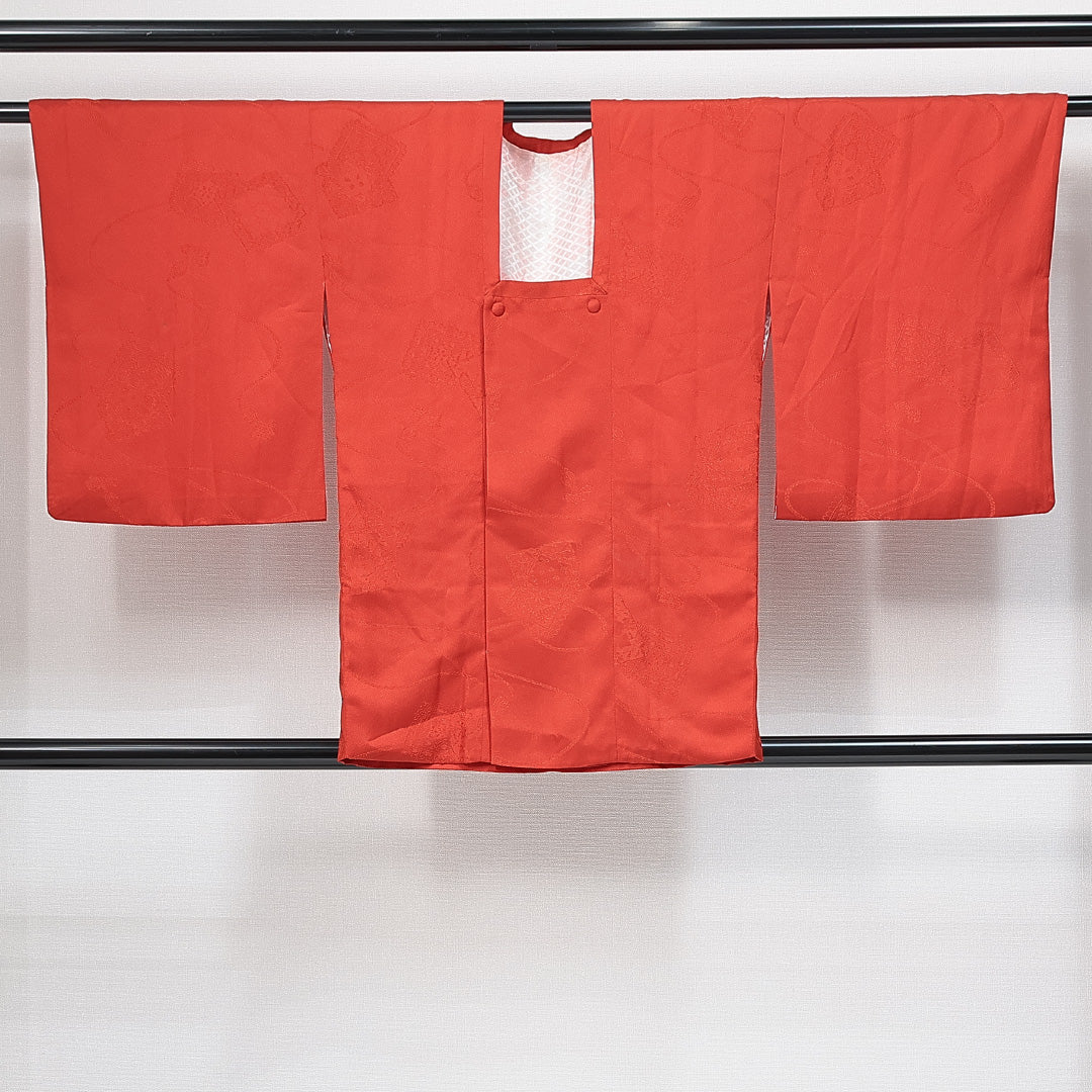 道行コート 袷 身丈75cm 裄丈62cm 正絹 Sランク セミフォーマル Sサイズ ポケットあり 色紙 赤系 RP 1237-14813