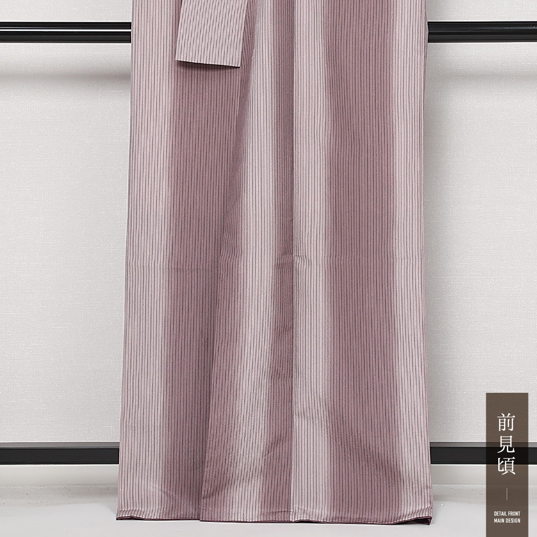 洗える着物 小紋 袷 身丈165cm 裄丈67cm ポリエステル Sランク インフォーマル 広衿 XLサイズ 縞 紫系 RP 1221-13589