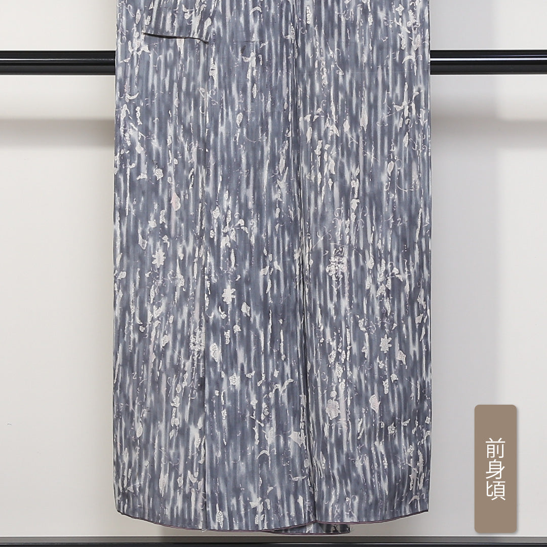 アンティーク 小紋 袷 身丈146cm 裄丈63cm 正絹 Aランク 広衿 XSサイズ 抽象柄 青系 HP 1221-01716