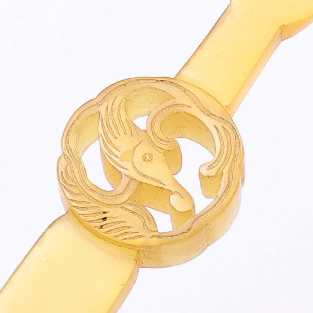 アンティーク 平打ちかんざし 髪飾り Bランク アクリル樹脂 べっ甲風 黄系 1237-00168