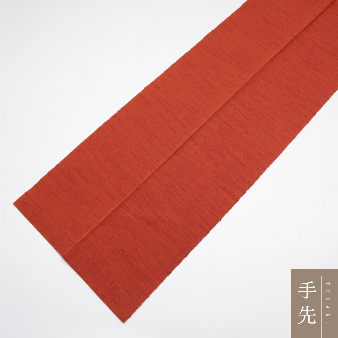 八寸名古屋帯 Sランク 帯丈330cm 正絹 六通 開き仕立て 織り カジュアル 紬 青海波 朱系 LP 1245-01587