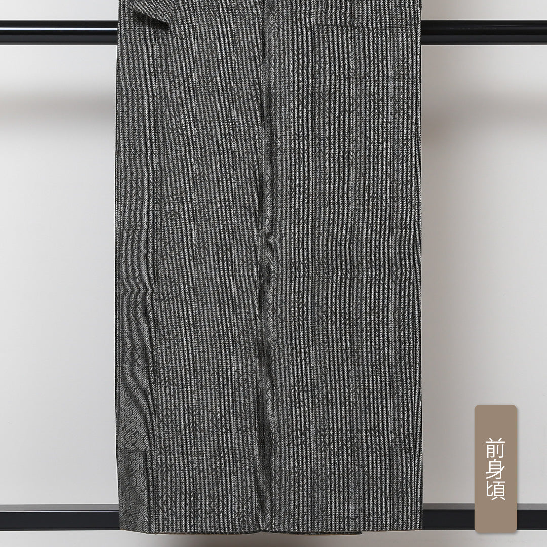 紬 袷 身丈154cm 裄64cm 正絹 グレー系 Aランク 1216-00615