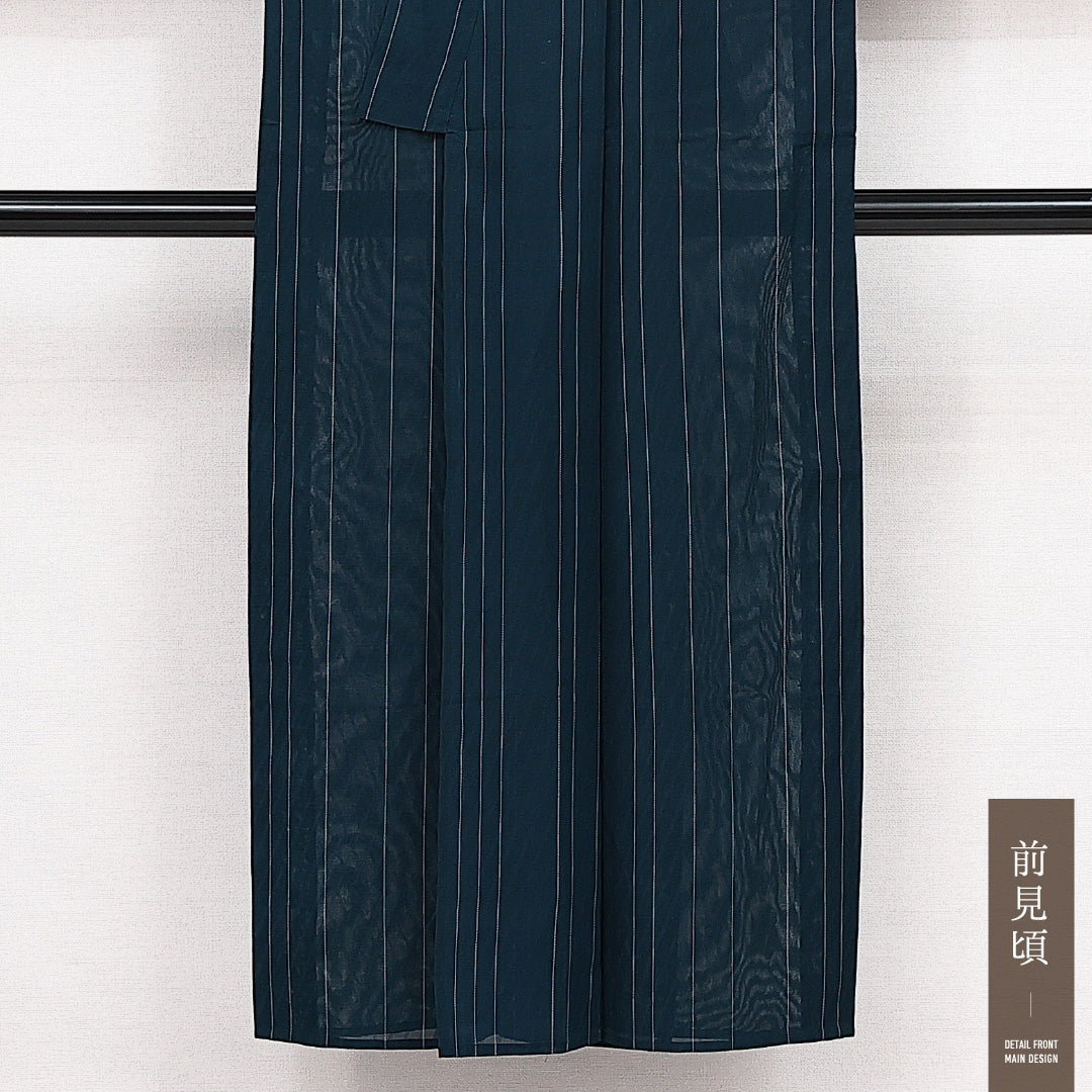 小紋 紗 身丈143cm 裄丈62cm Aランク 正絹 バチ衿 XSサイズ インフォーマル 格子 シック 清楚 紺系 1215-14111