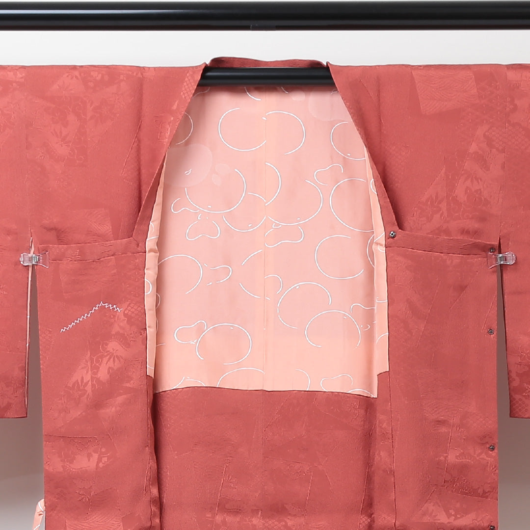 道行コート 身丈85cm 裄丈63.5cm 正絹 Sランク S 朱系 1217-00379