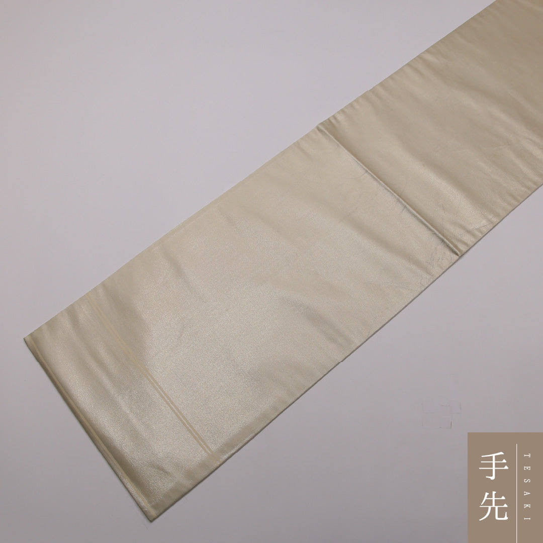 袋帯 帯丈428cm 六通 フォーマル Cランク 正絹 花柄 流水 上品 落ち着き クリーム系 1223-01435
