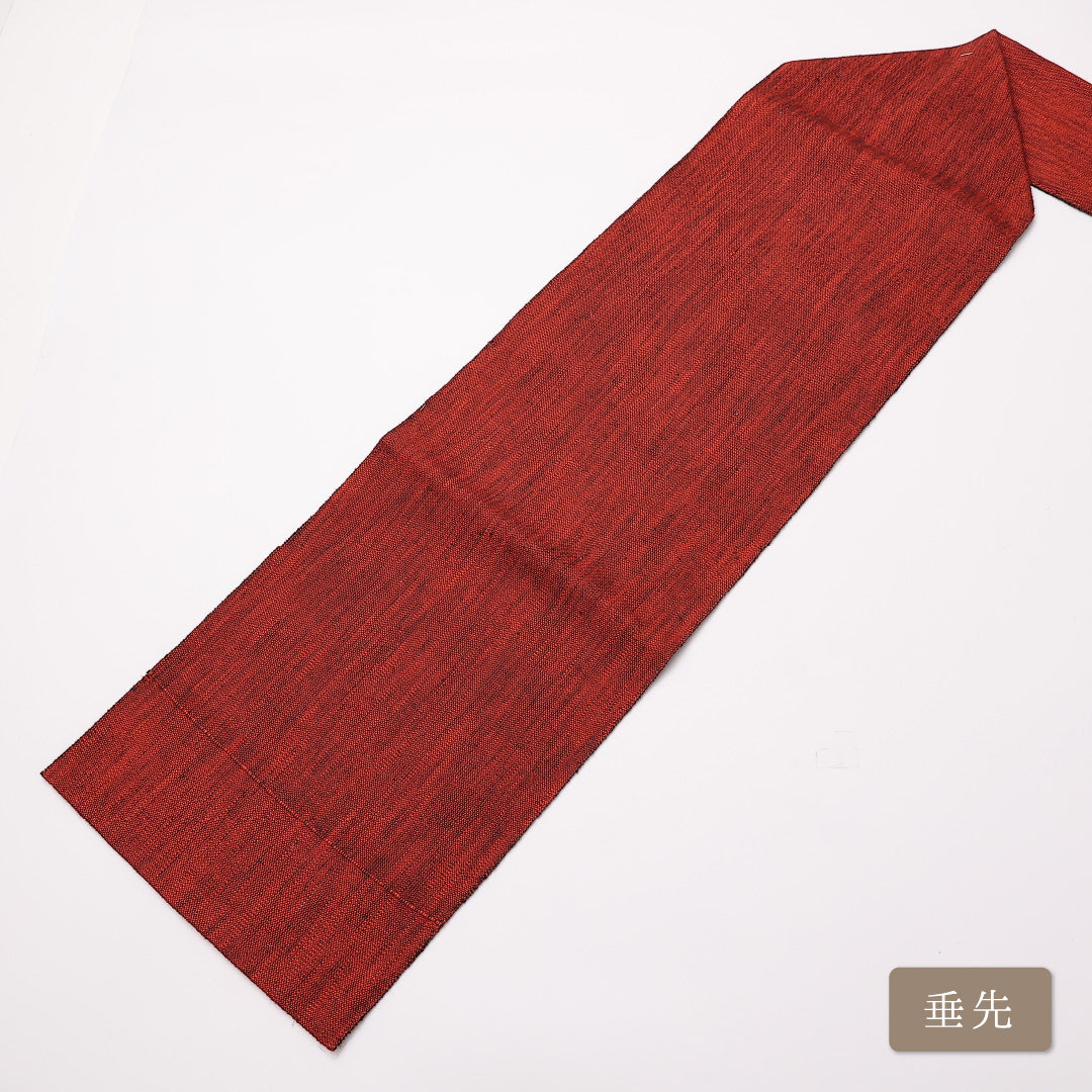 未使用品 八寸名古屋帯 帯丈352cm 全通 名古屋仕立て Sランク カジュアル 紬 正絹 赤系 1224-01158