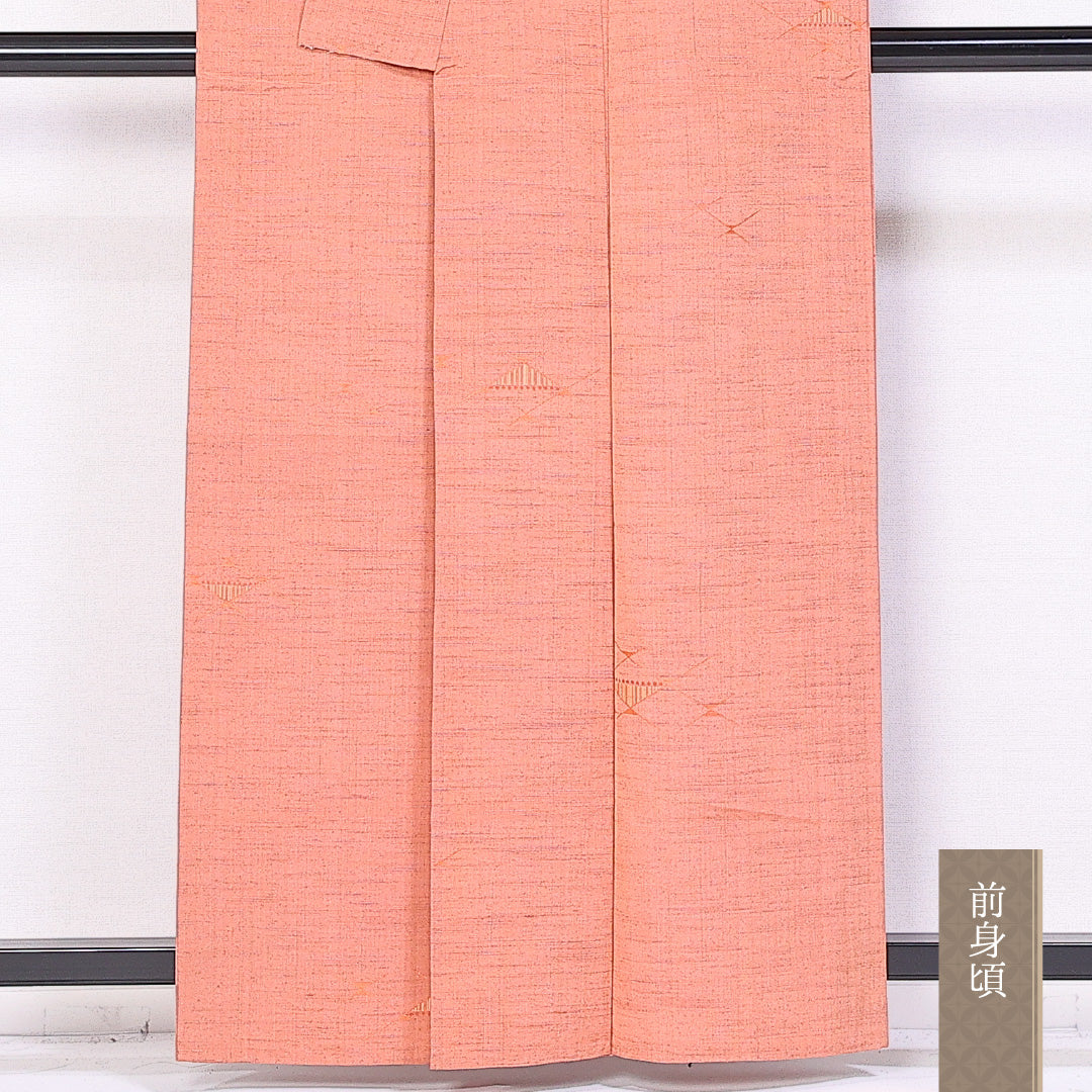 紬 身丈159cm 裄丈63.5cm M 正絹 Aランク 単衣 広衿 紬 創作 1216-10923