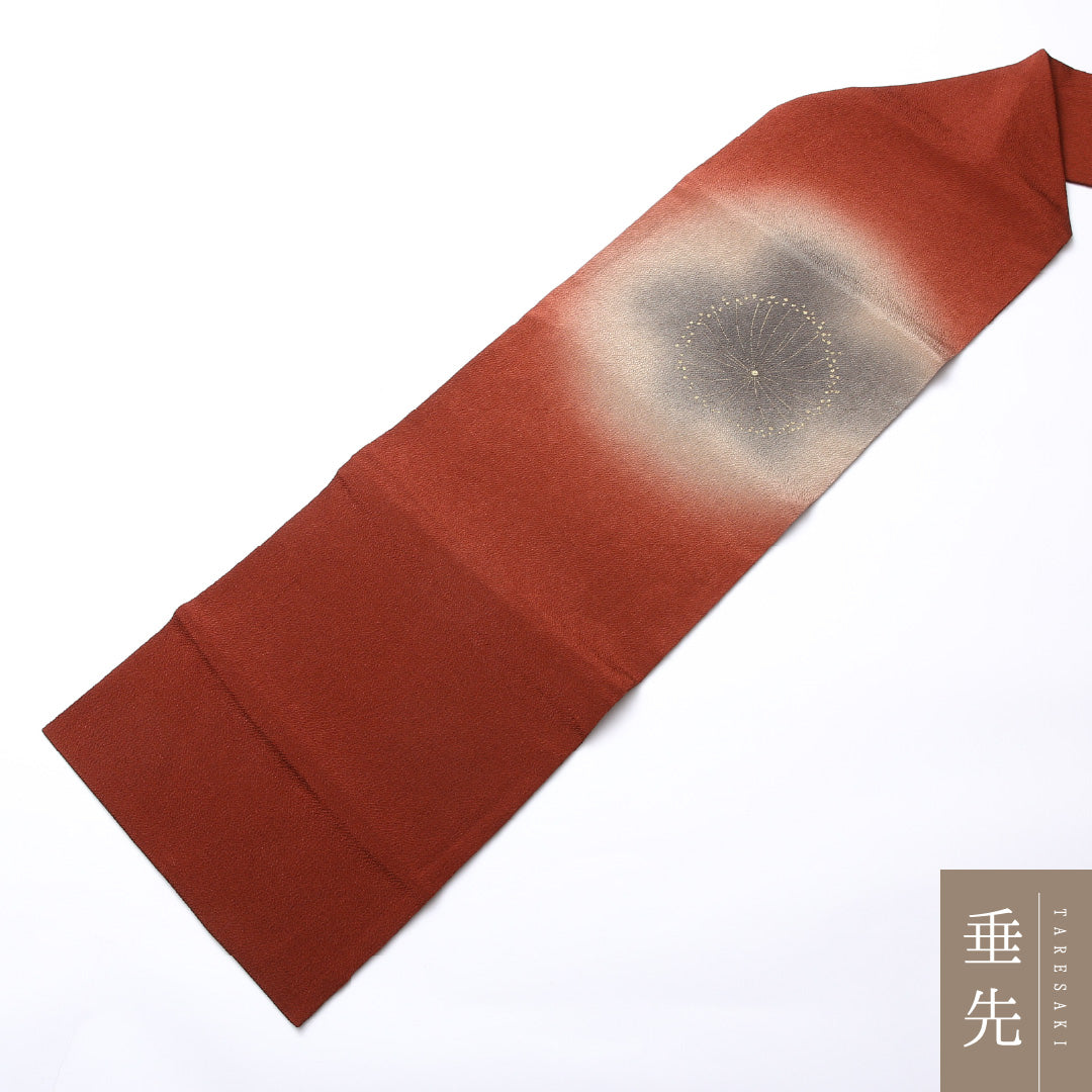 名古屋帯 ポイント柄 帯丈384cm カジュアル Sランク 正絹 ちりめん 梅 赤系 1224-02469