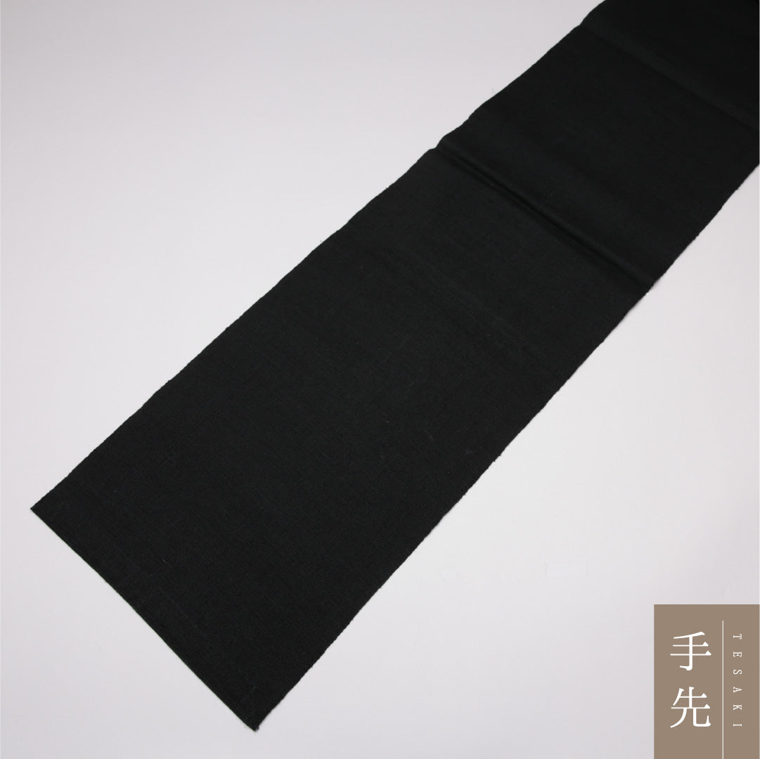 八寸名古屋帯 帯丈356cm 正絹 六通 開き仕立て 織り カジュアル 紬 ペルシャ文様 黒系 RP 1245-01531