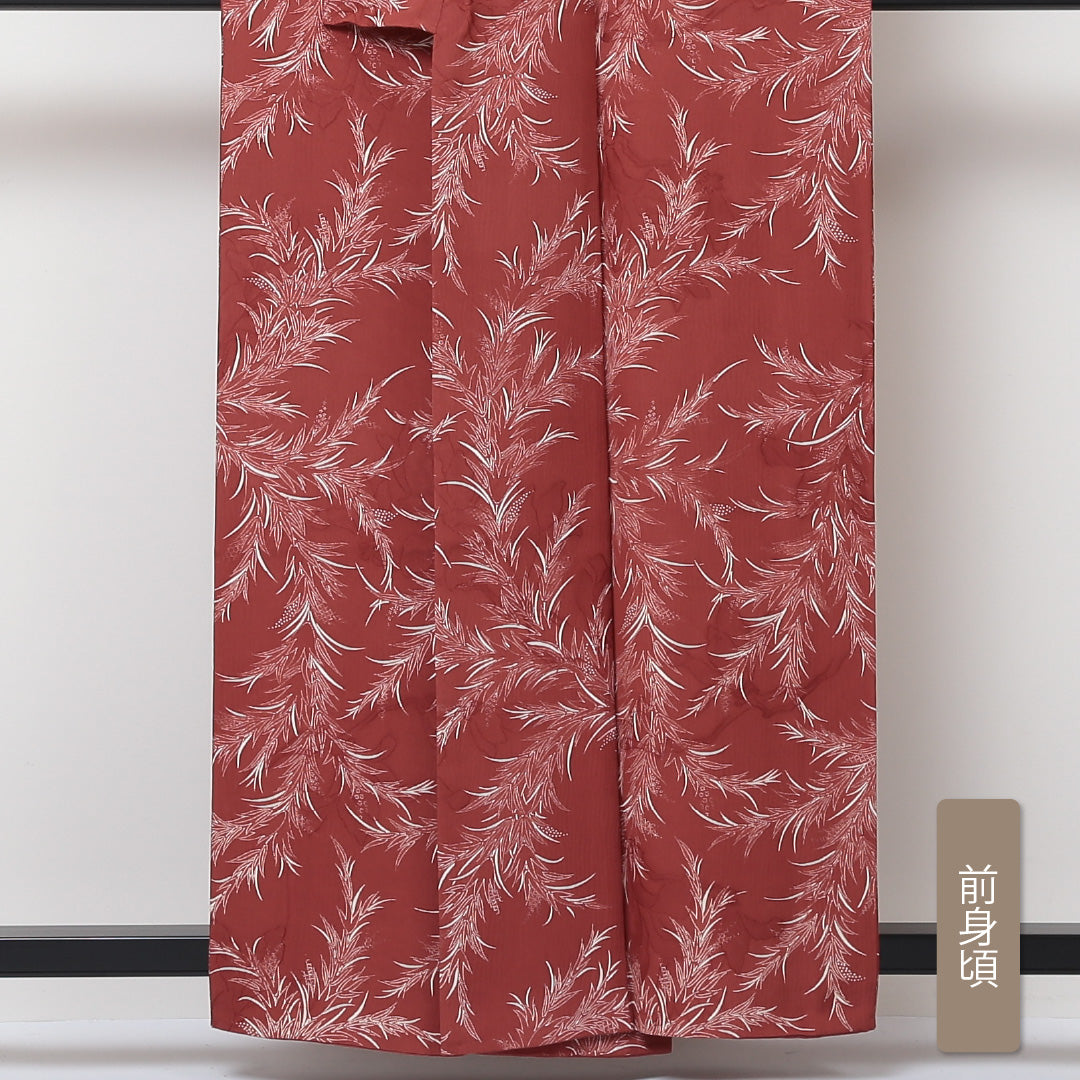 小紋 袷 身丈159cm 裄64.5cm 赤系 花柄 正絹 Aランク 1215-01605-3312