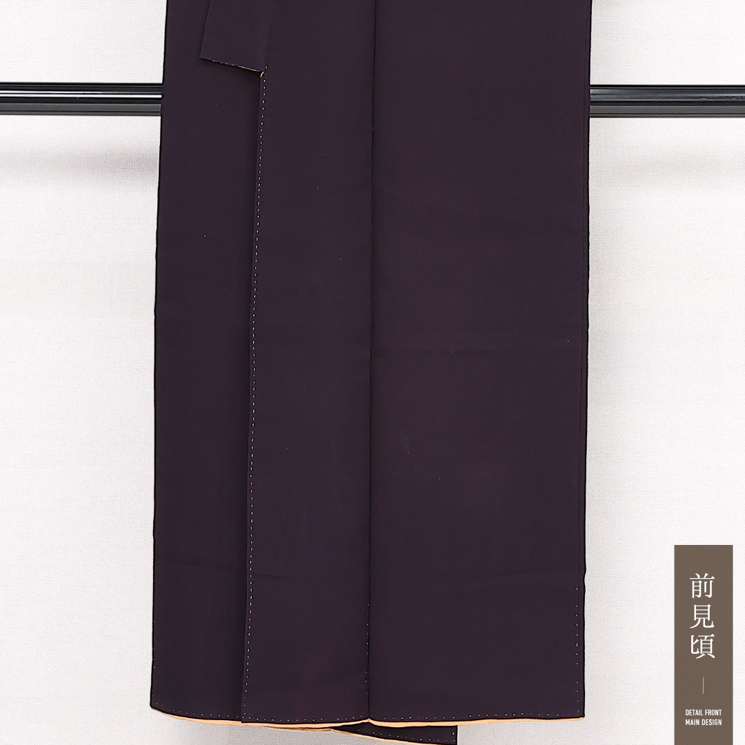 アンティーク 色無地 袷 身丈145cm 裄丈63cm 正絹 Bランク バチ衿 XSサイズ 紫系 RP 1219-13515