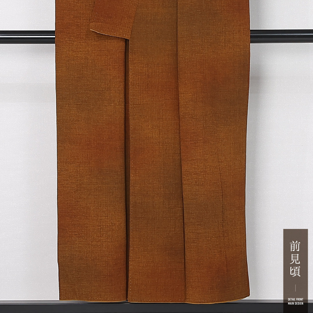 色無地 袷 身丈150cm 裄丈63cm 正絹 Sランク インフォーマル 広衿 Sサイズ 小紋 ぼかし染 無地 茶系 RP 1219-12476