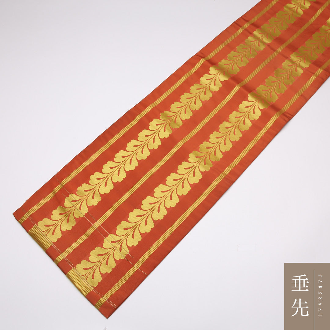 アンティーク 九寸名古屋帯 Bランク 帯丈354cm 正絹 六通 名古屋仕立て 織り 忍冬文 朱系 LP 1245-01501