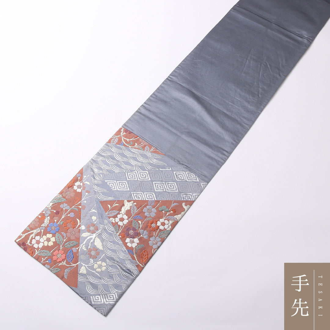 袋帯 帯丈428cm 正絹 六通 フォーマル 色紙重ね 水色系 1243-01499