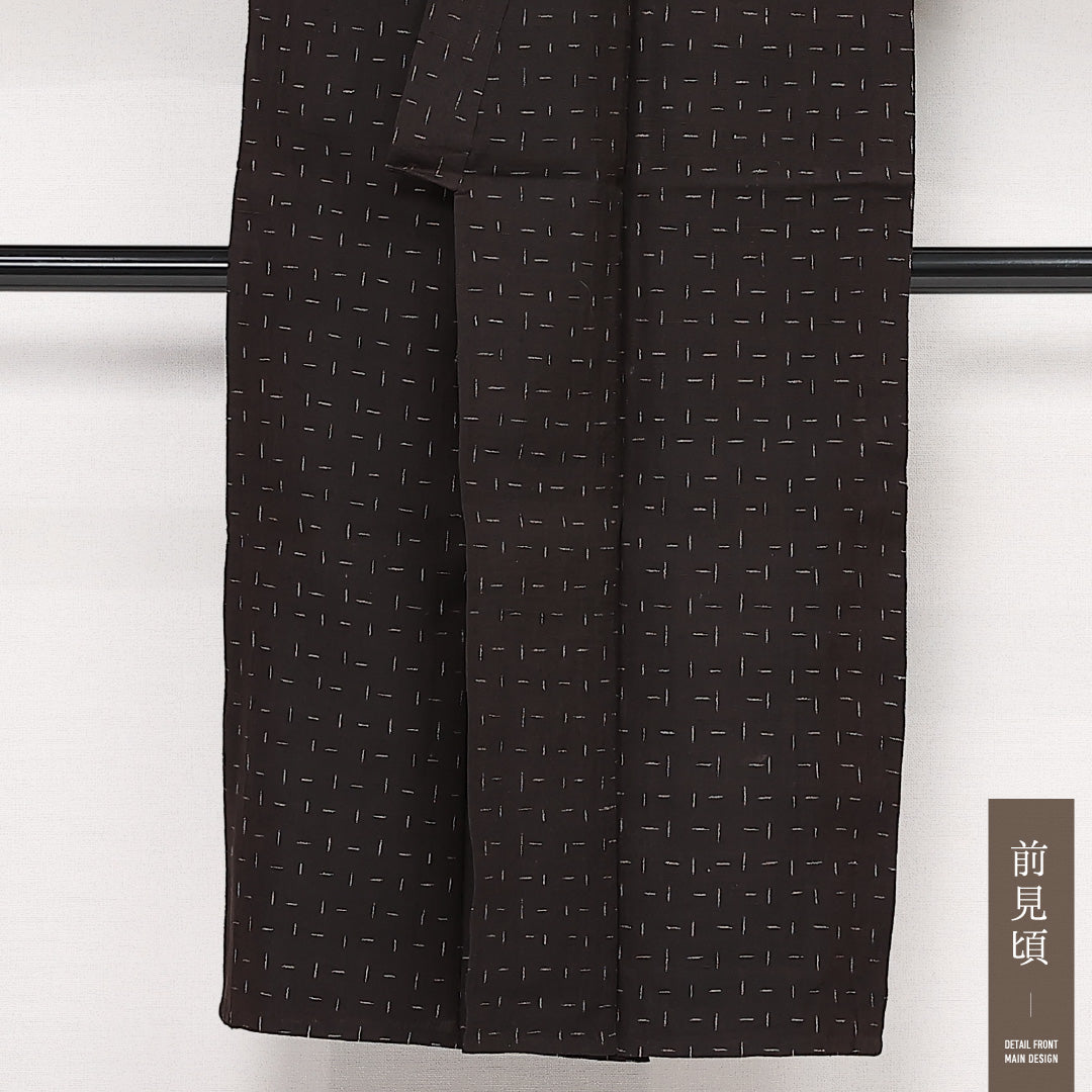 アンティーク 洗える着物 木綿の紬 単衣 身丈138cm 裄丈65cm 木綿 Cランク バチ衿 XSサイズ 無地 茶系 HP 1223-13338