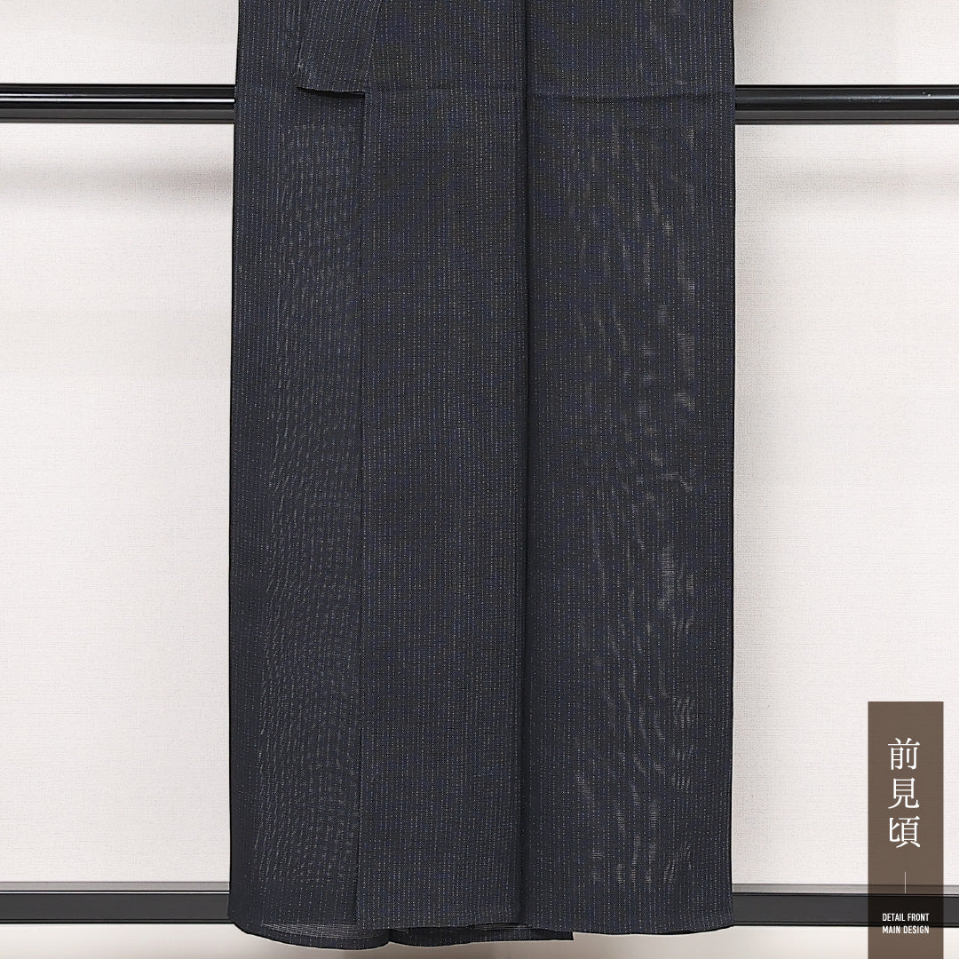 夏物 小紋 絽 身丈153cm 裄丈61cm 正絹 Aランク インフォーマル バチ衿 Sサイズ 無地 グレー系 RP 1221-13342