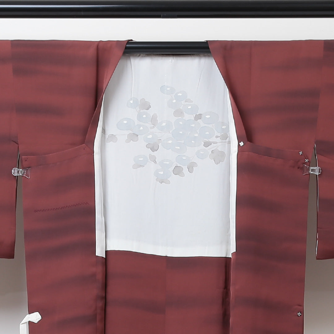 道行コート 袷 身丈86cm 裄丈65cm 正絹 Aランク セミフォーマル Mサイズ 植物柄 茶系 HP 1237-05721