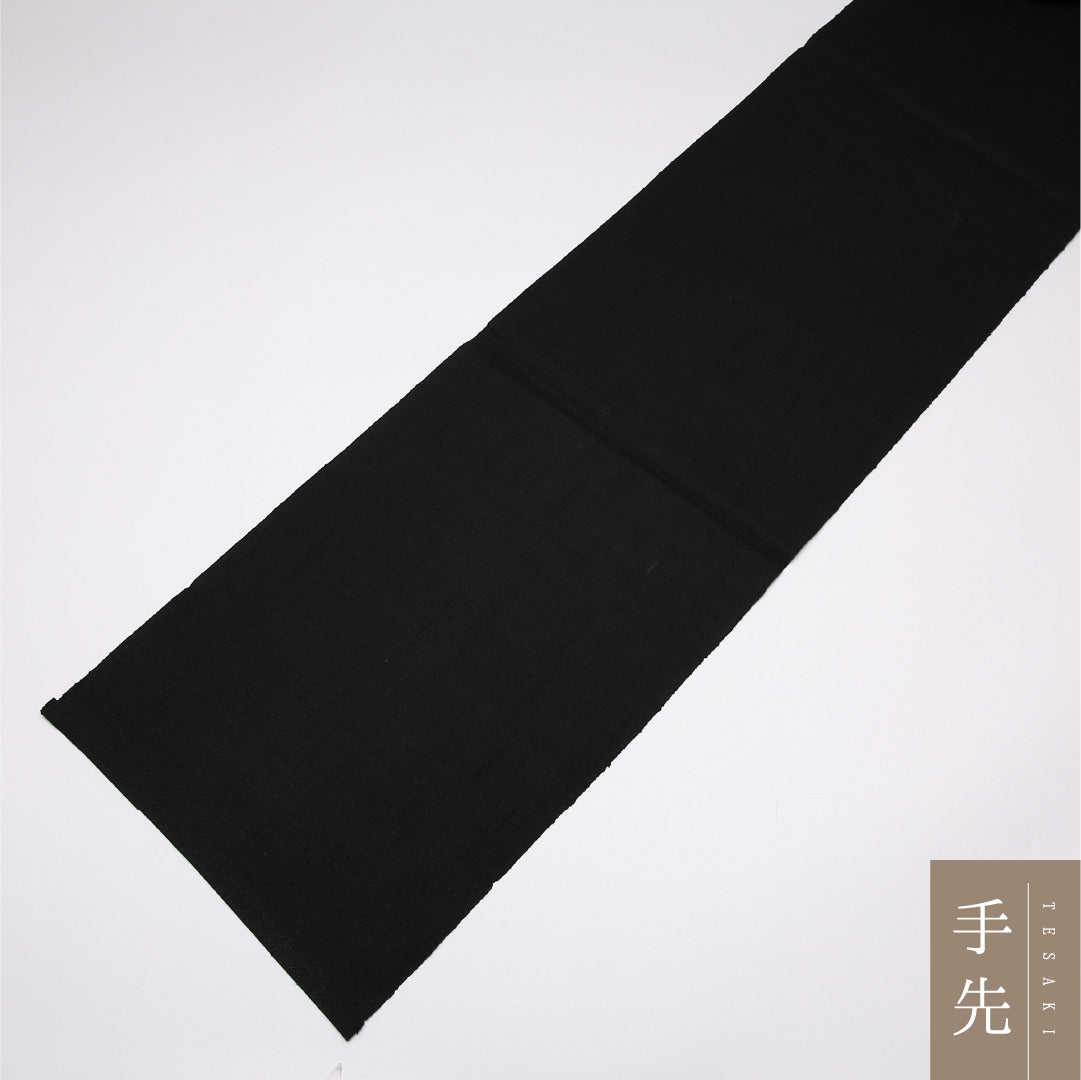 八寸名古屋帯 Sランク 帯丈340cm 正絹 ポイント柄 開き仕立て 織り カジュアル 紬 三越 花柄 黒系 RP 1245-01479