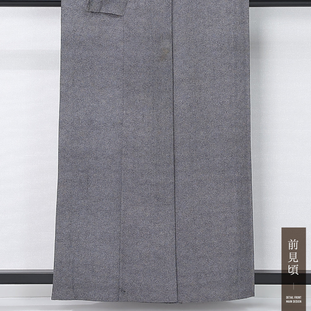 江戸小紋 身丈158cm 裄丈62.5cm Bランク M 正絹 単衣 広衿 一つ紋 下り藤 鮫 ぼかし セミフォーマル 黒系 1262-12352