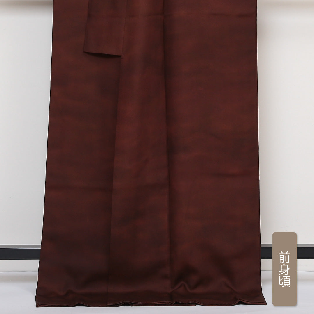色無地 袷 身丈176cm 裄67cm 正絹 茶系 Bランク ぼかし 1214-00338-4714