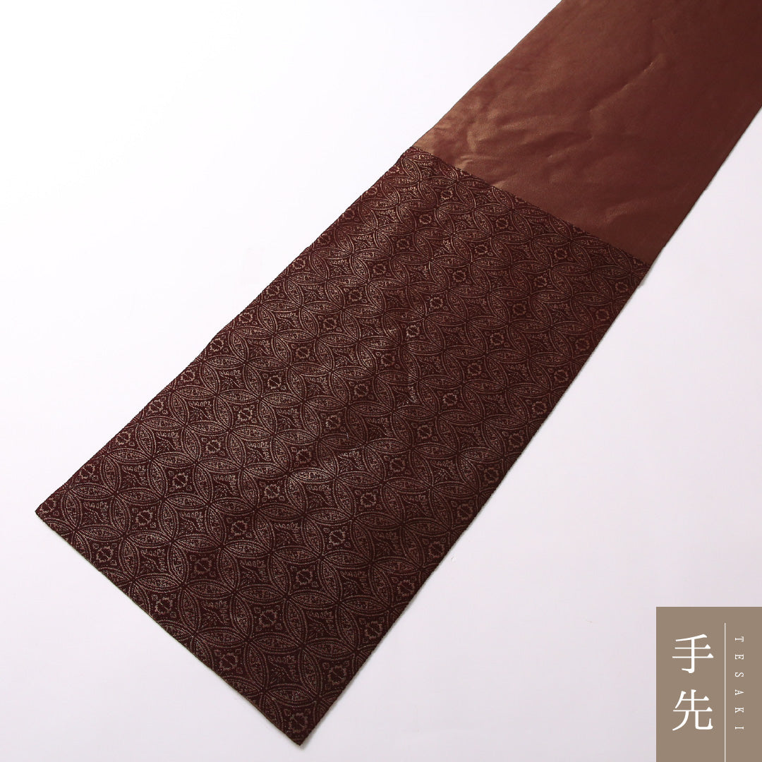 袋帯 帯丈452cm ポイント柄 セミフォーマル Sランク 正絹 七宝 ビロード 異国風 気品 茶系 1223-01700
