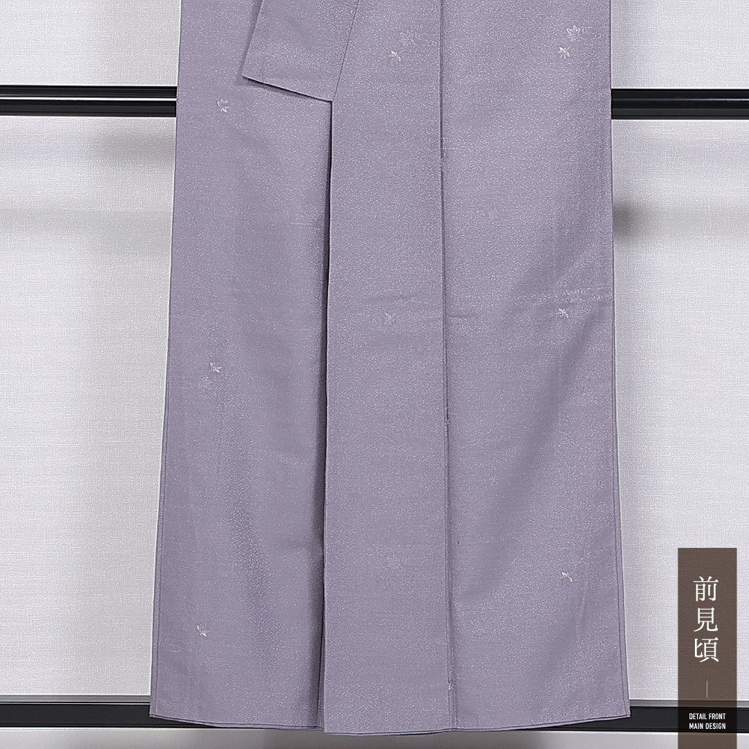 小紋 袷 身丈153cm 裄丈64cm 正絹 Bランク インフォーマル 広衿 Sサイズ 織り出し 紅葉 紫系 RP 1221-11359