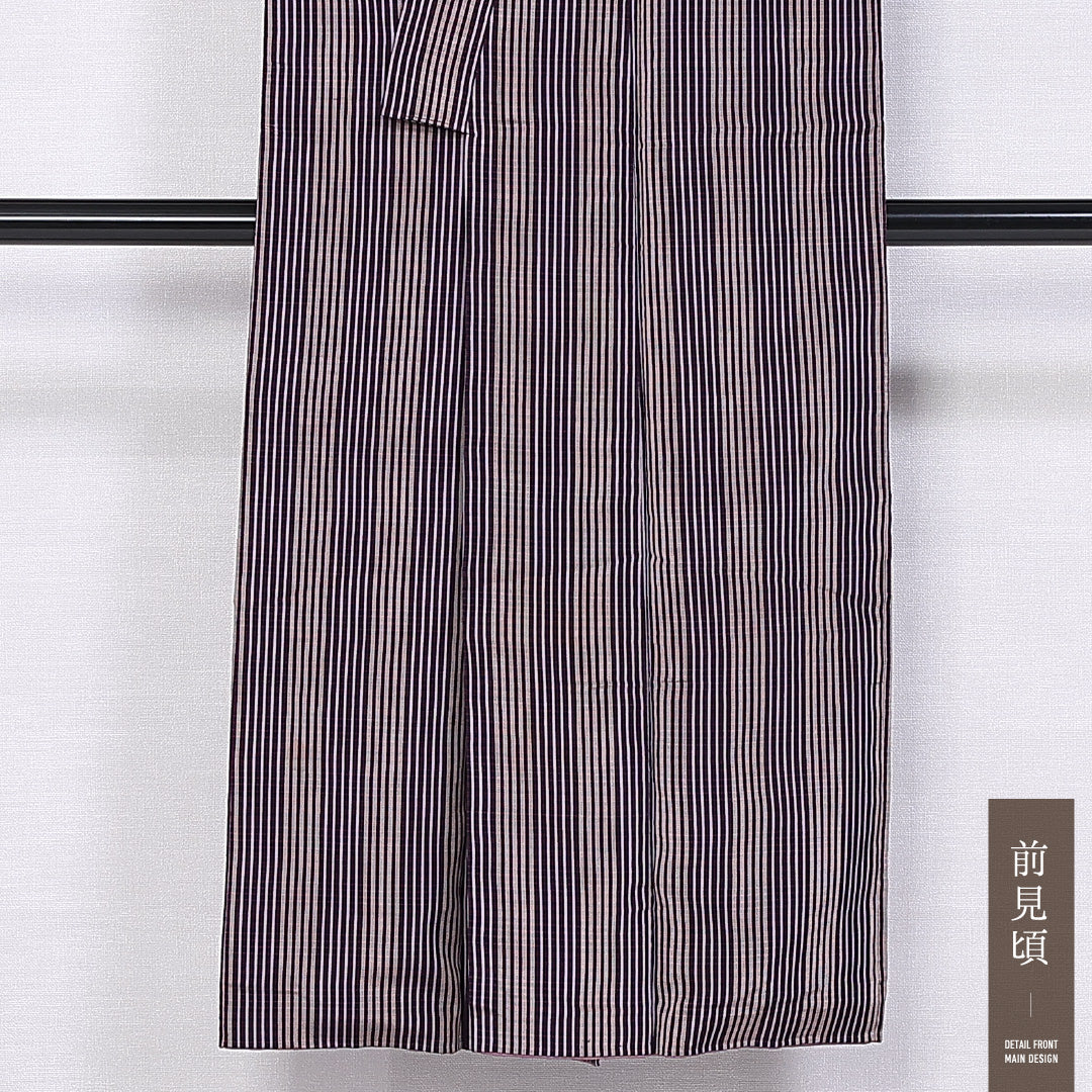 アンティーク 小紋 袷 身丈144cm 裄丈62cm 正絹 Dランク バチ衿 XSサイズ 格子 紫系 RP 1221-11375