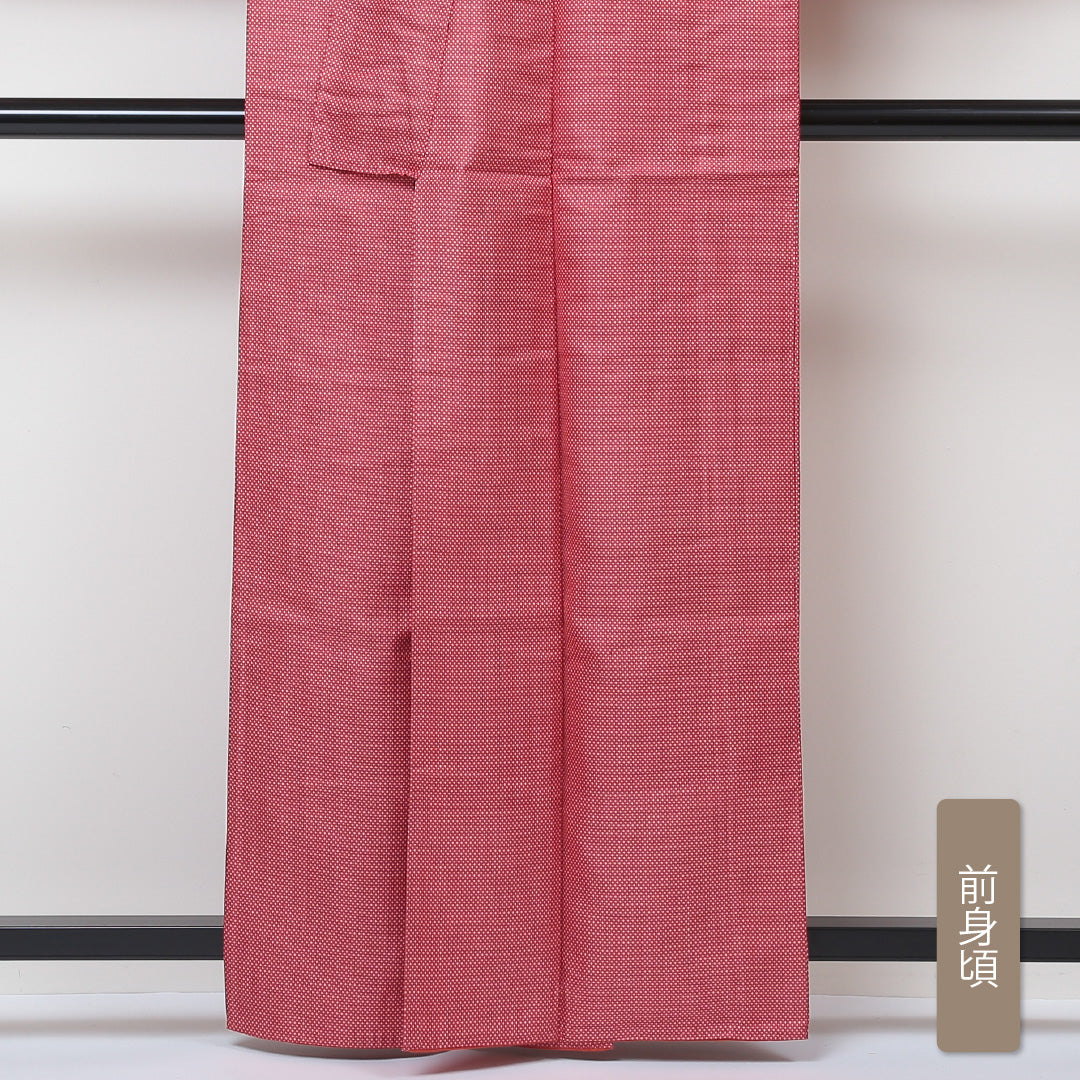 紬 袷 身丈161cm 裄丈64cm 正絹 Aランク カジュアル 広衿 Lサイズ 蚊絣 ピンク系 RP 1223-03000
