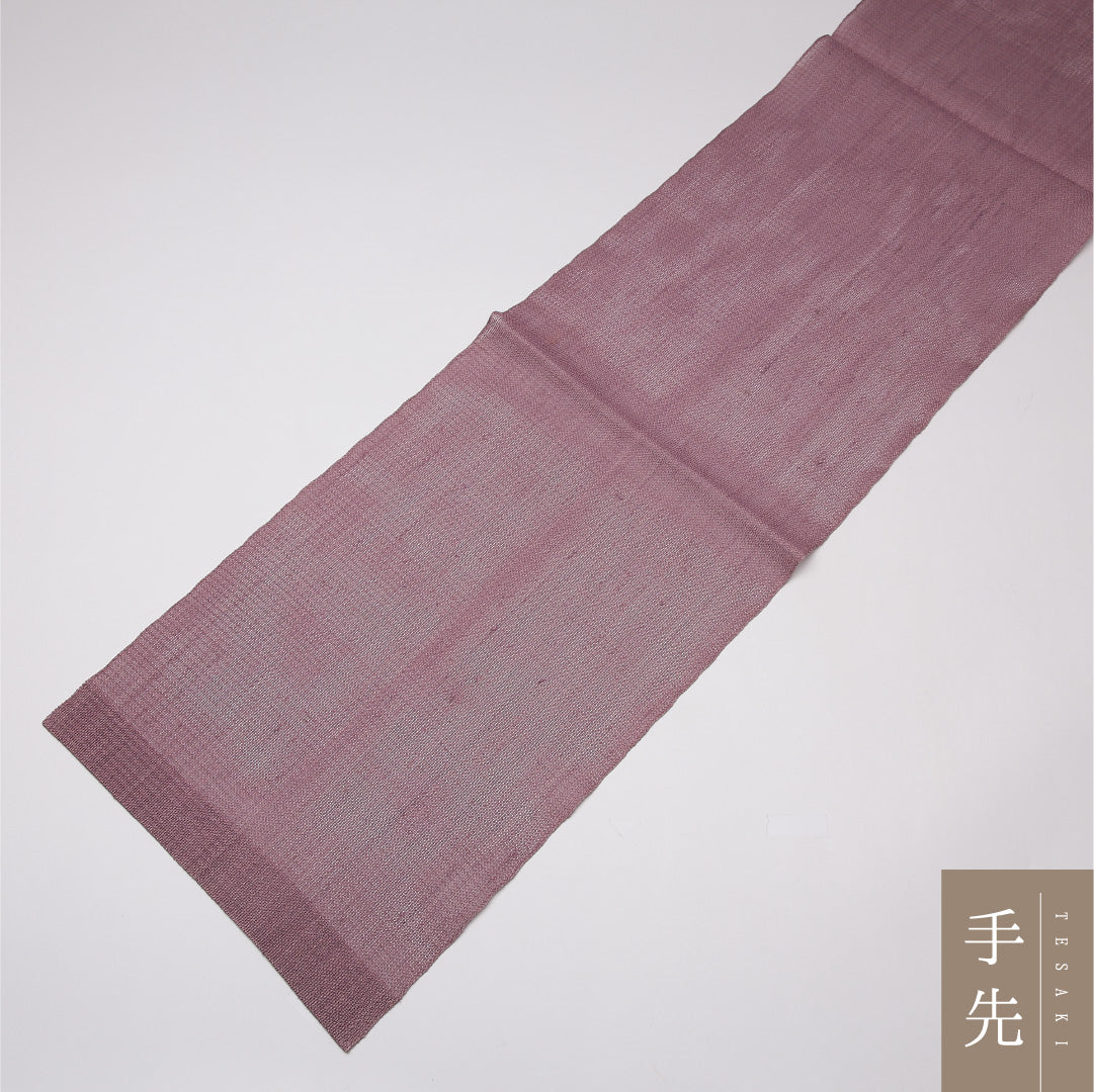 九寸名古屋帯 (夏帯) 帯丈362cm 正絹 ポイント柄 開き仕立て 織り カジュアル 紬 花柄 紫系 RP 1245-01714
