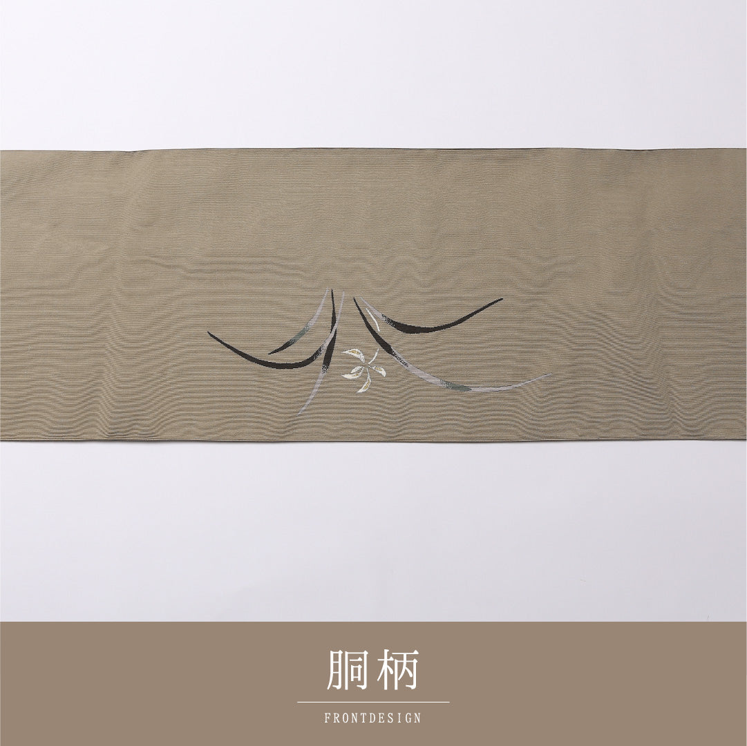 名古屋帯 ポイント柄 帯丈349cm カジュアル Cランク 正絹 綴れ織 上品 しとやか グレー系 1224-02633