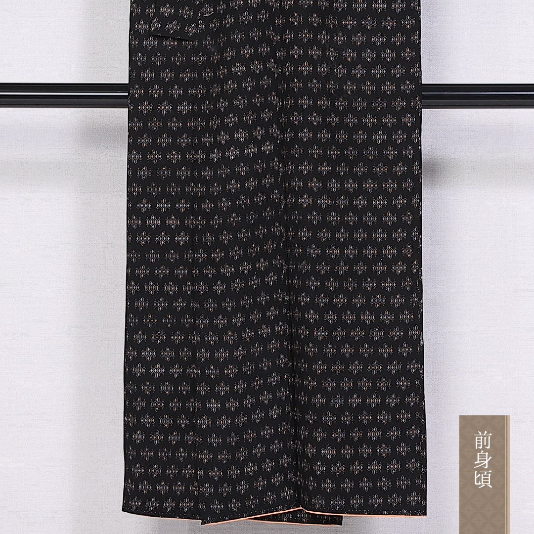 アンティーク 紬 身丈137cm 裄丈62cm FREE 正絹 Aランク 袷 バチ衿 十字亀甲 1216-10491