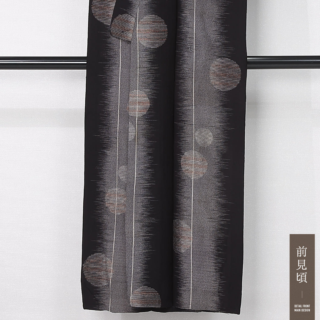 アンティーク 夏物 紬 お召 身丈147cm 裄丈60cm Bランク XS 正絹 紗 バチ衿 ポップ ドット 創作 黒系 1216-12465