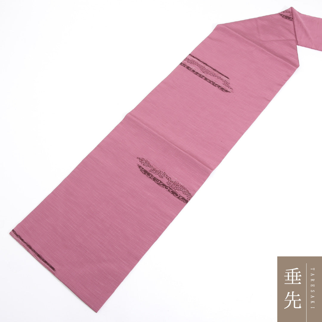 名古屋帯 紬地 全通 帯丈344cm カジュアル Nランク 正絹 創作 紫系 1224-02189