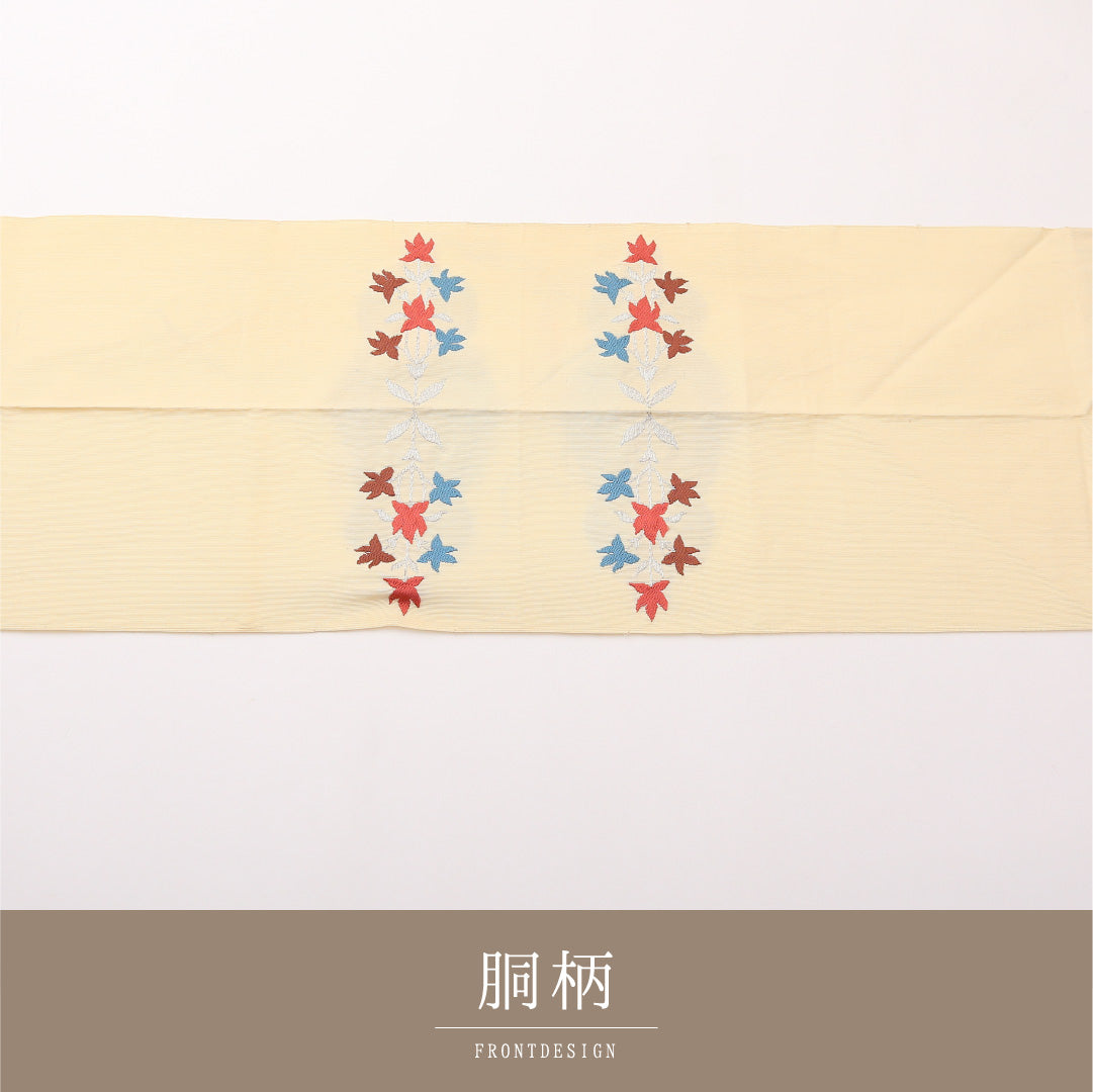 八寸名古屋帯 Cランク 帯丈355cm 正絹 ポイント柄 松葉仕立て 織り カジュアル 植物柄 クリーム系 LP 1245-02309
