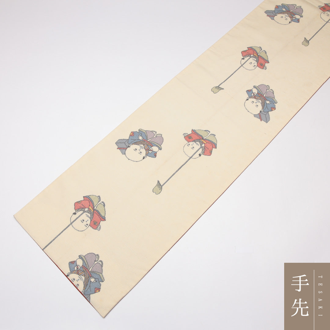 袋帯 帯丈434cm 正絹 ポイント柄 インフォーマル 人物 白系 1243-01267
