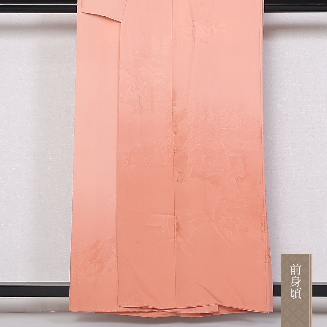 訪問着 袷 身丈159cm 裄65cm 正絹 一つ紋 ぼかし 平安絵巻 Aランク 1212-00771
