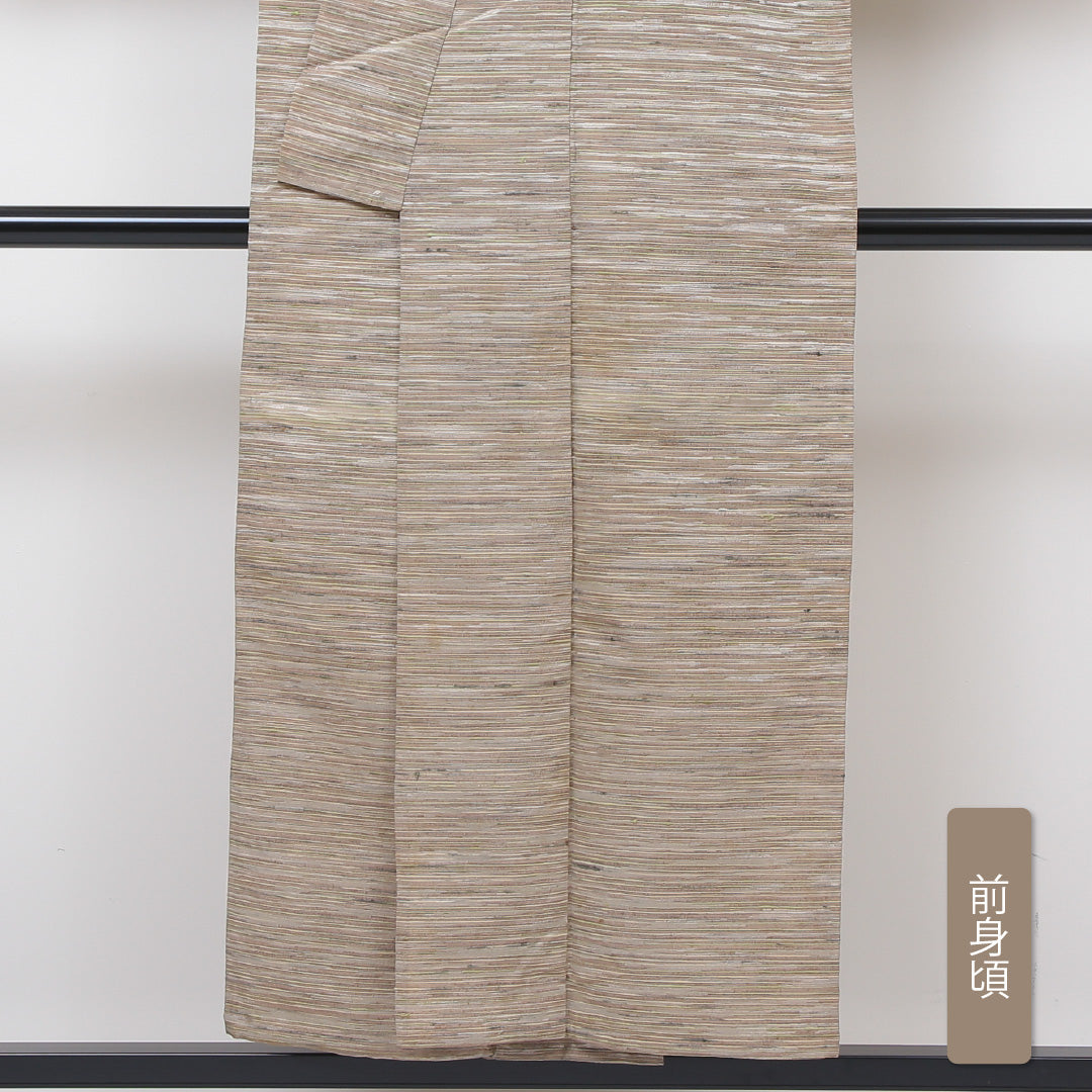 紬 単衣 身丈150cm 裄丈62cm 正絹 Sランク カジュアル 広衿 Sサイズ 無地 上品 優しい クリーム系 RP 1223-02899