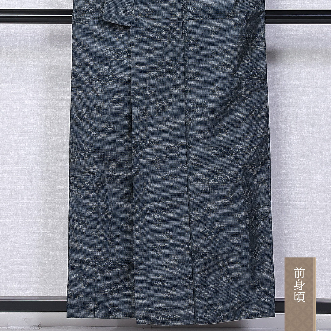 大島紬 身丈155cm 裄丈62.5cm M 正絹 Bランク 袷 バチ衿 紬 創作 1216-10876